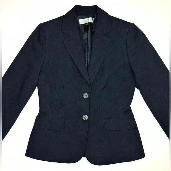 Tahari Arthur S. Levine Women's Black Textured Striped Jacket Blazer Size 4 - Picture 2 of 9